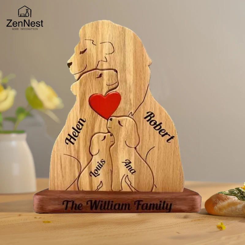 Wooden Lion Family Puzzle Ornament DIY Custom Name Home Decorations Thanksgiving Christmas Gift for Mom Art Crafts - image 3