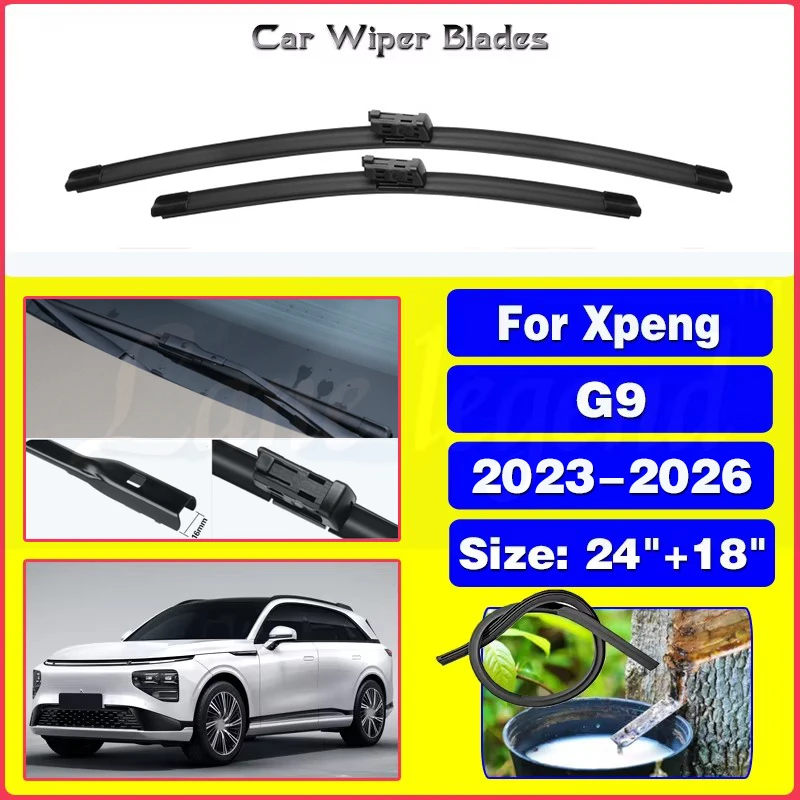 For Xpeng G9 2023-2026 98kWh 78.2kWh Car Front Wiper Blades Soft Rubber Windscreen Wipers Auto Windshield Car Accessories 24