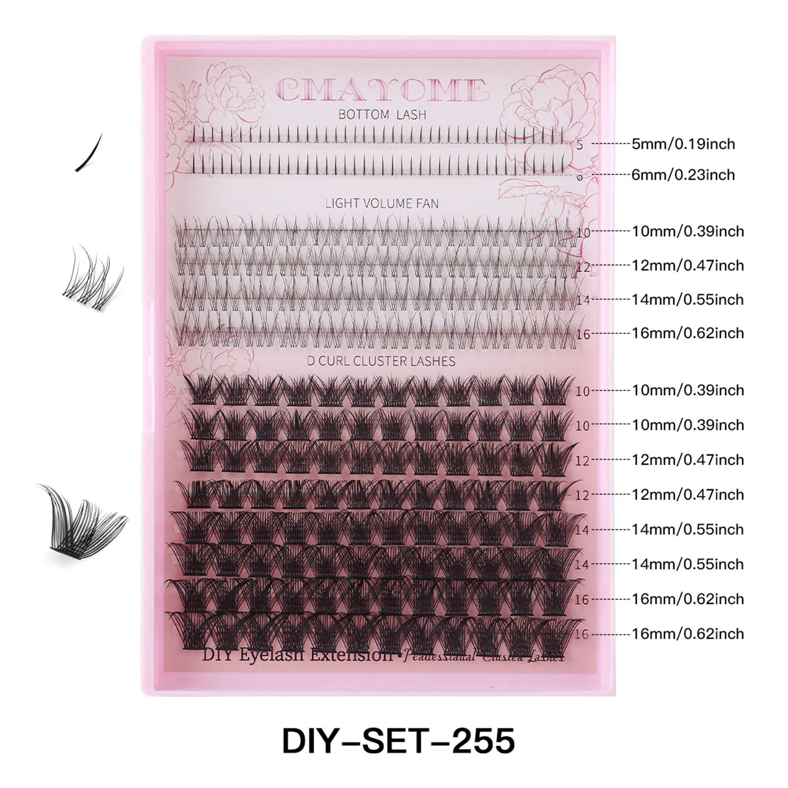 DIY clusters Lash extenstions set 5-16mm natural botton lash bond and seal glue Remover Tools Kit Professional False Eyelashes