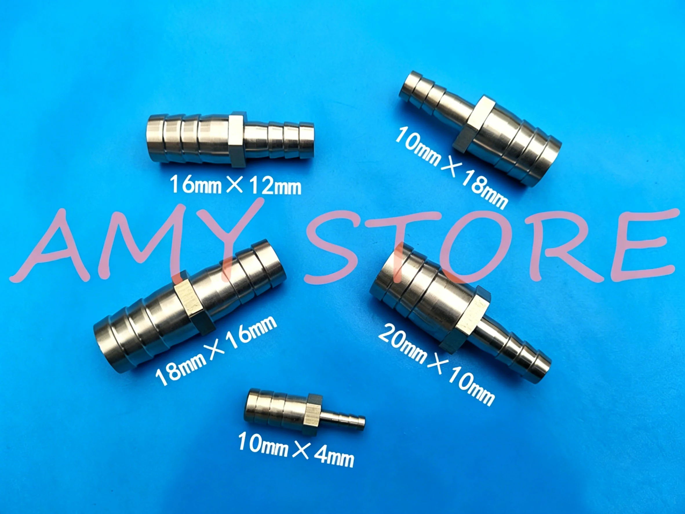 1Pc 4 5 6 8 10 12 14 16 19mm Hose Barbed x Hose Barbed Brass Pipe Fitting Reducer Coupler Connector Adapter Air Fuel Gas Water
