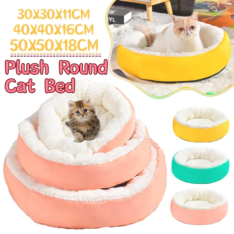 

30/40/50CM Round Plush Cat Bed House Cat Mat Winter Warm Sleeping Cats Nest Soft Dog Basket Pet Cushion Pets Supplies cama gato