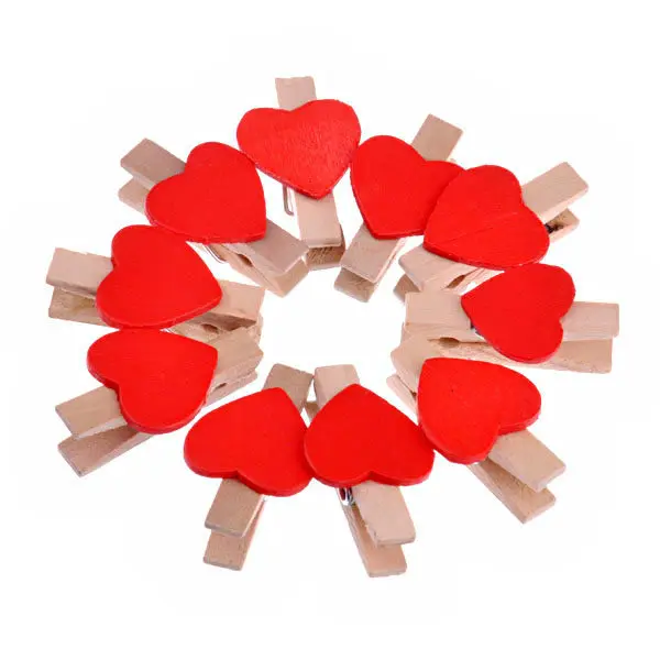 Mini Heart Wooden Paper Towel Clips, 10pcs Napkin Holder for Kitchen & Dining Room Decor - view 3