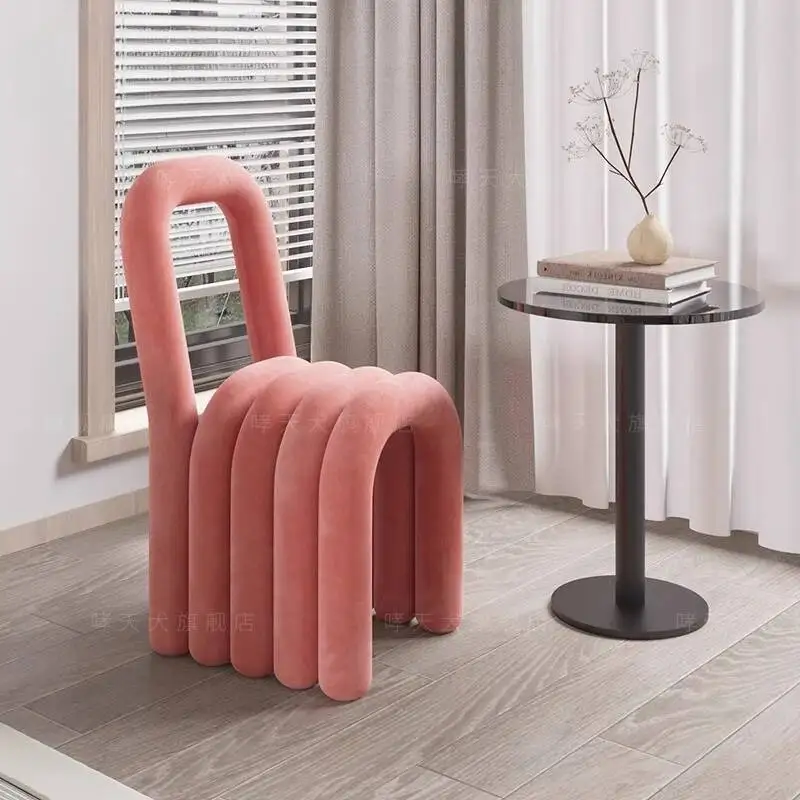 Modern Artistic Accent Chair with Rainbow U-Shaped Design & Velvet Upholstery Leisure Chair for Living Room Bedroom Furniture view 5