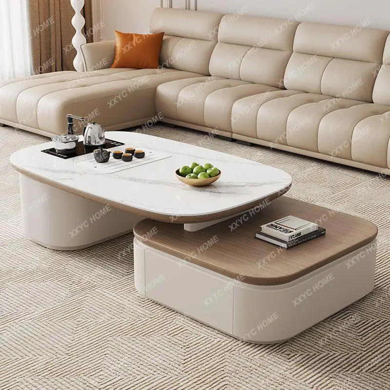 All solid wood rock slab Kung Fu coffee table TV cabinet tea table tea bar machine combination living room modern multi-function