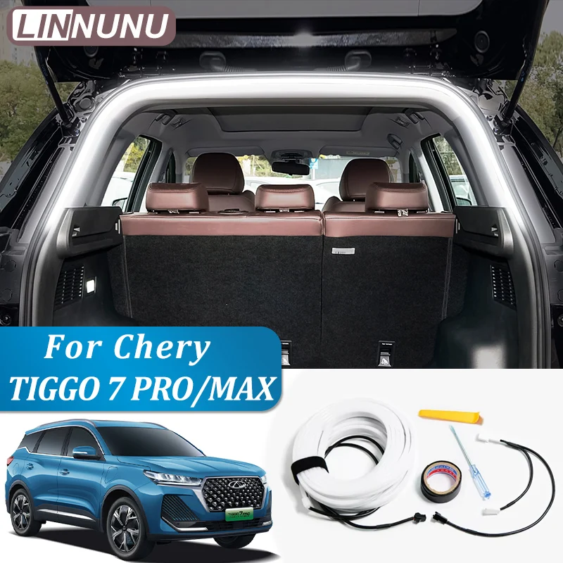 LINNUNU For Chery Chirey Tiggo 7 Pro Max 2025 2026 Car Trunk LED Lighting Strip Atmosphere Light Modified Interior Accessories