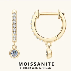 Lnngy 3mm 4mm Bezel Moissanite Drop Earrings Brinco Prata 925 Sterling Silver Earring For Women Girls Pendant Jewelry Gift
