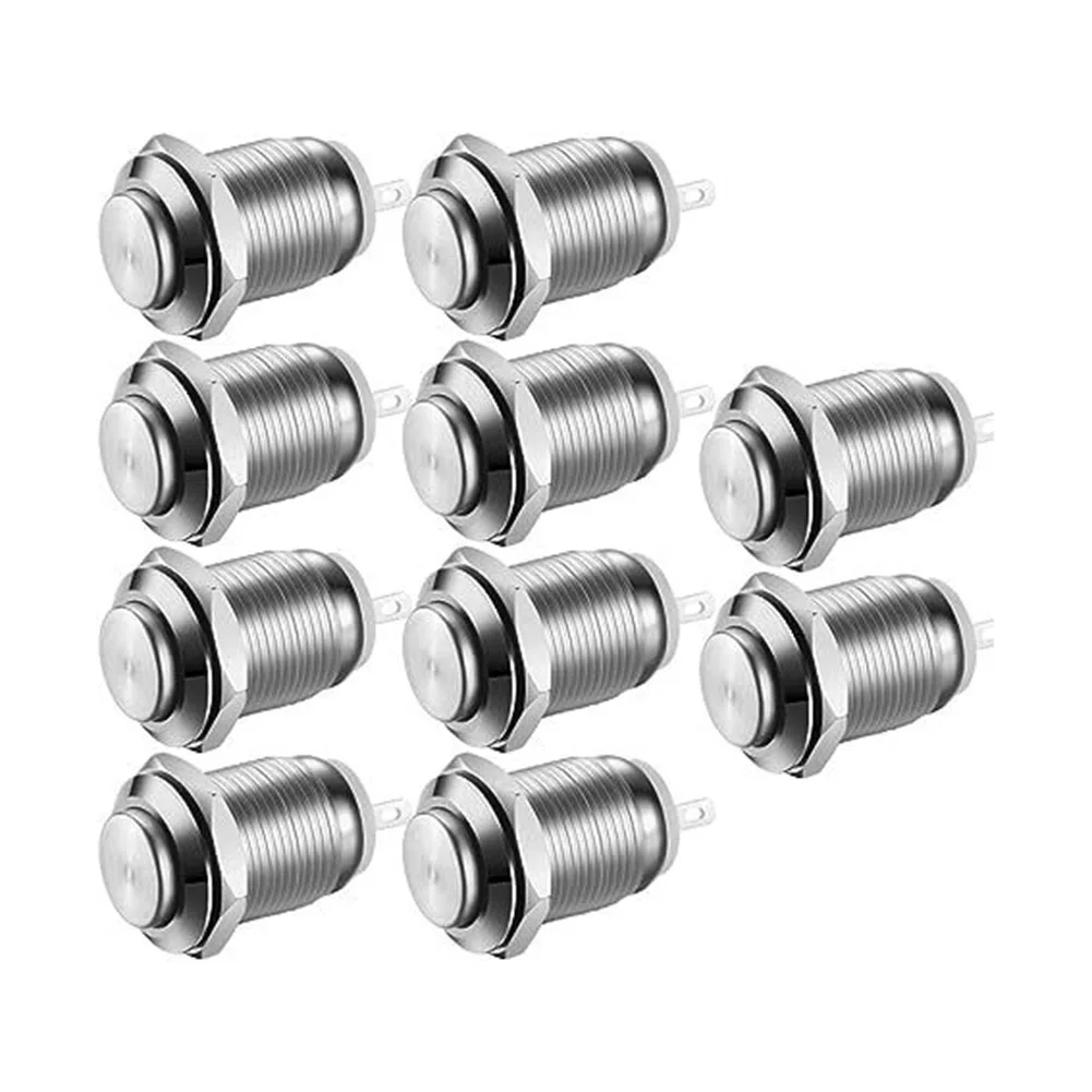 10pcs 12mm Momentary Push Button Switch Waterproof High Round Self Reset 3A250V Versatile Application