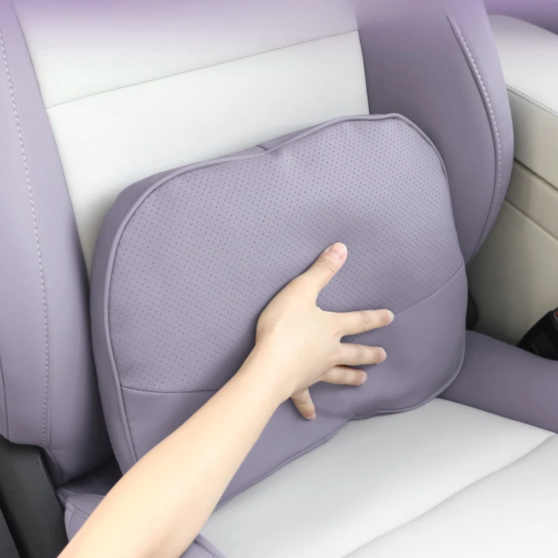 For MG4 2026: 2-Piece Leather Headrest & Lumbar Cushion - OEM Color Match, Snap-On Install view 3