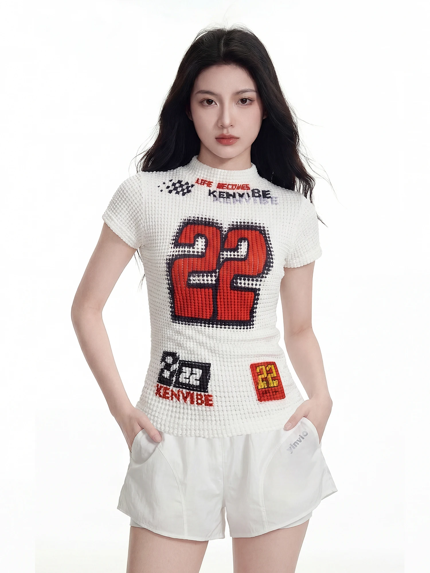 Slim Fit Short Sleeve T-Shirt Women's High Elasticity Street Style Motorcycle Fashion Summer Slimming Breathable Polyester