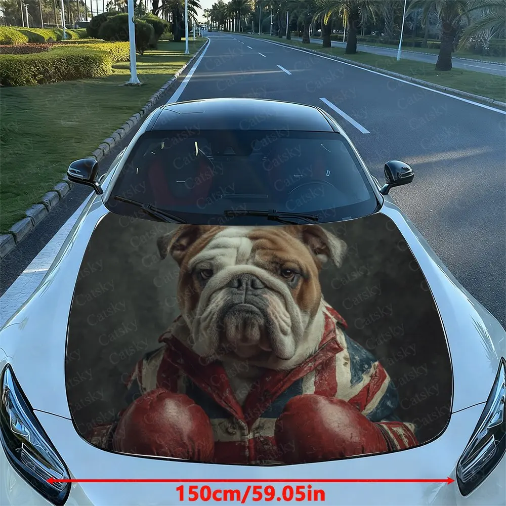 Bulldog Boxer Car Hood Sticker, Vinyl Film Decal For Vehicle Modification - Waterproof & Scratch-Resistant Self Adhesive Wrap
