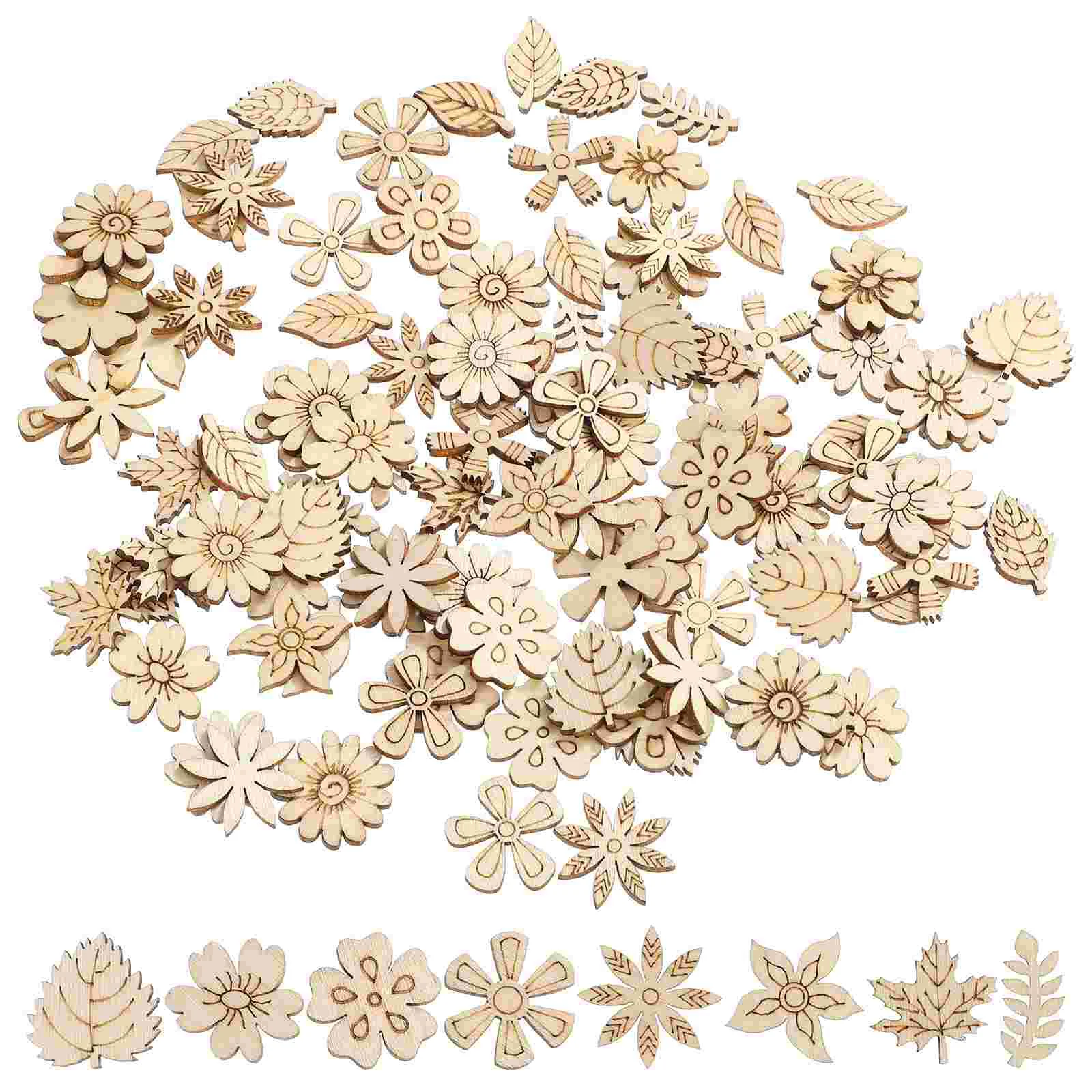 

100 Pcs Wood Craft Material Wooden Embellishments Christmas Slice The Flowers Child