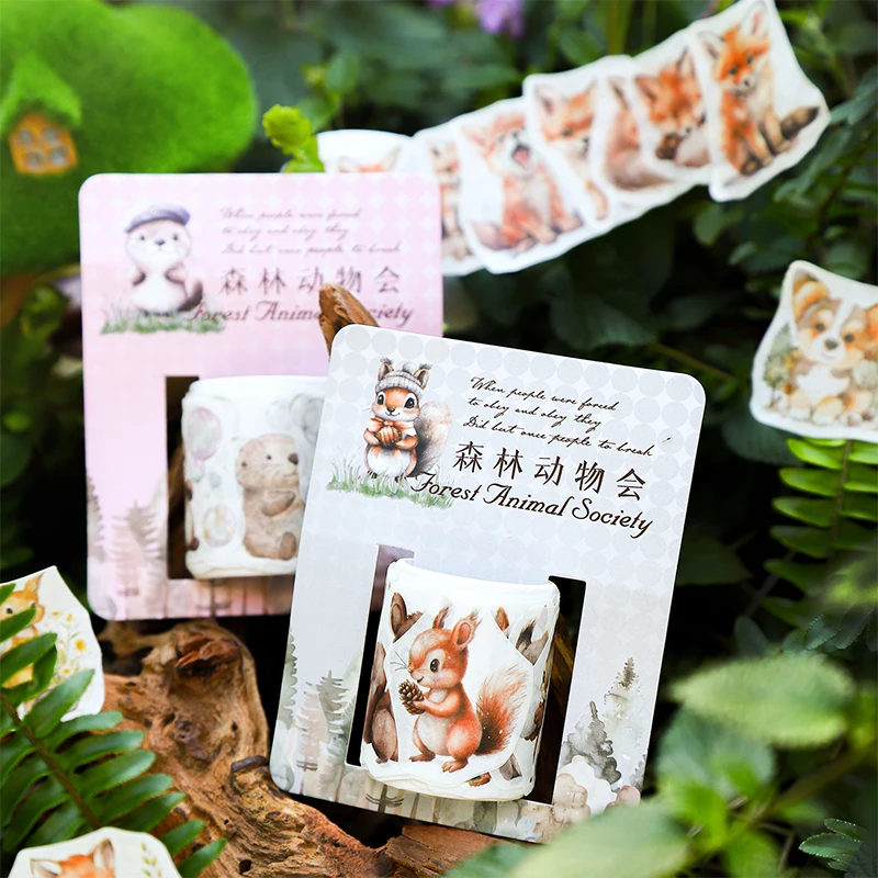 Journal GO Cartoon Special-shaped Washi Tape Scrapbooking Pre-cut Cute Forest Animals Masking Tape for Journal Planner