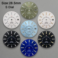 28.5mm S Logo New Sunburst Dial Fit NH35/NH36/4R/7S Japanese Movement Green Luminous High-Quality Watch Modification Accessories