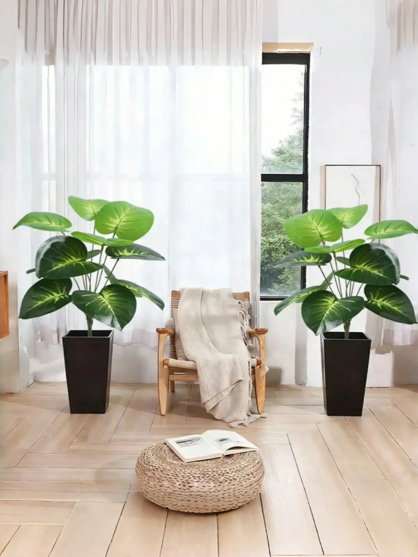 Árbol de dinero artificial grande, planta en maceta, 18/36 hojas, decoración tropical verde para interiores y exteriores, fondo para bodas y jardines.