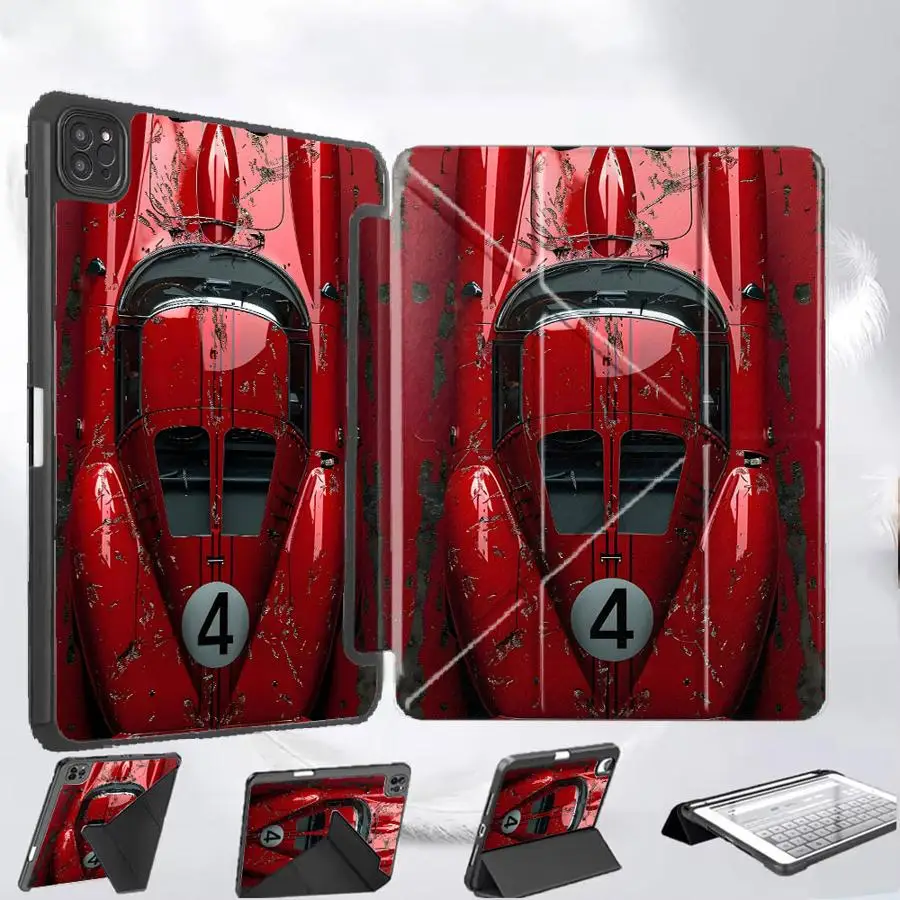 

Red Retro Car Tablet Case For iPad Pro 2025 Pro 11th 10th 9th 8th 7th 12.9inch Air 4 5 M3 M2 M4 11inch Mini 6 7 Holder Cover
