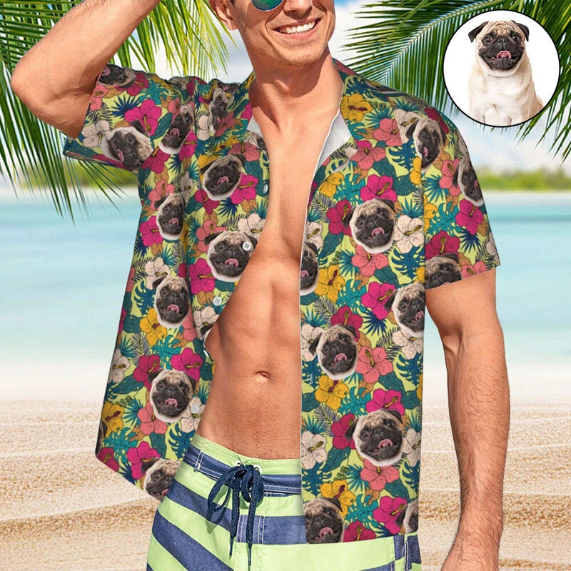 2025 Custom Photo Face Funny Hawaiian Shirt Personalized Diy Beach Shirt Gift Mens Designer Shirts Summer Holiday Hawaii Shirts