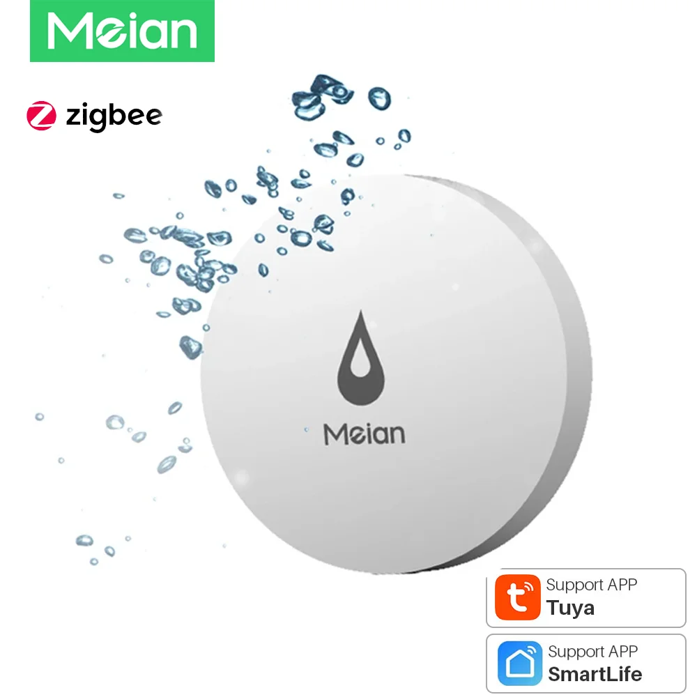 MEIAN-Sensor De Vazamento De Água, Detector De Vazamento De Água De Inundação, Wi-Fi, Aplicativo Zigbee, Suporte De Monitoramento Remoto, Smart Home Security Alarm, 4Pcs