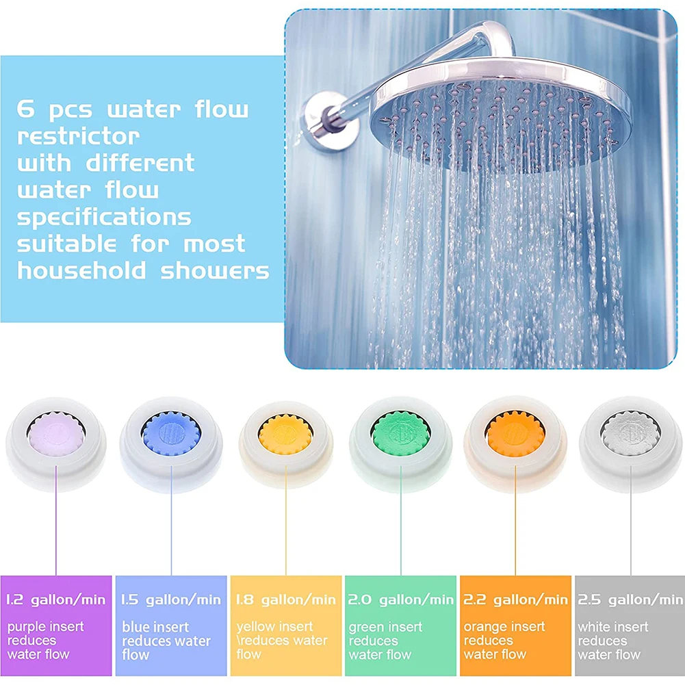 Shower Flow Reducer Limiter Set Water Saving 6 Different Flows Hose Restrictor Bathroom Water Controller  Accessories