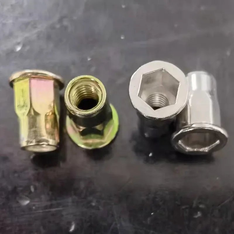 5-20cs M3 M4 M5 M6 M8 M10 304 Stainless steel Or steel with zinc Hex Rivnut Flat Head Metric Threaded Rivet Nut