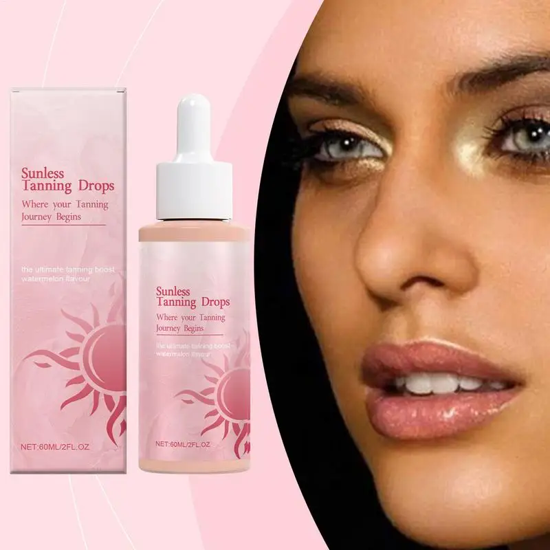 

Sunless Tanning Drops Tanning Body Natural Tanner 2fl.oz Drinkable Bronzing Tan Drops Long Lasting Keep Nourished for Face