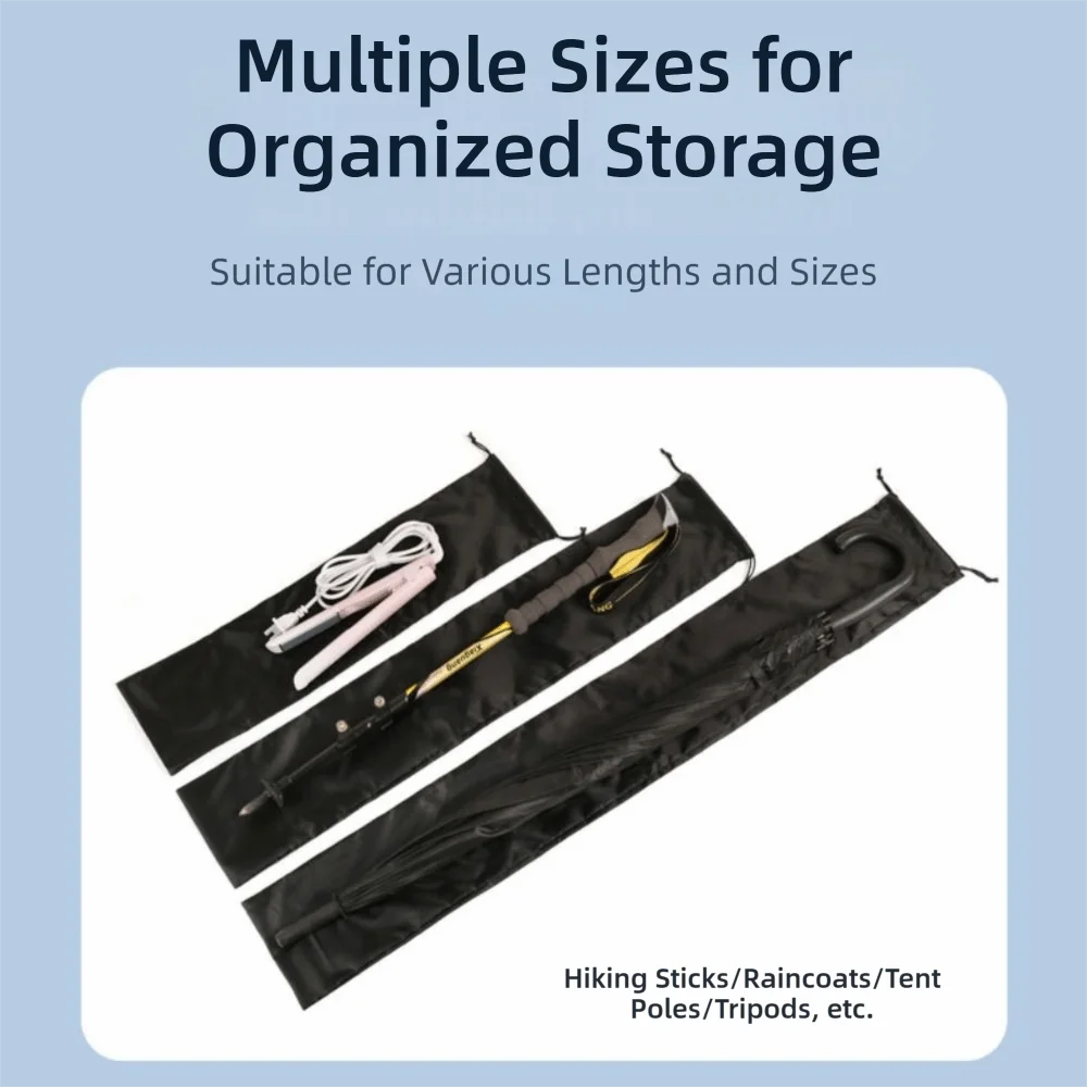 Travel Bag Nylon Storage Bag Extra Long Black Drawstring Pouch Waterproof Lightweight Pouch