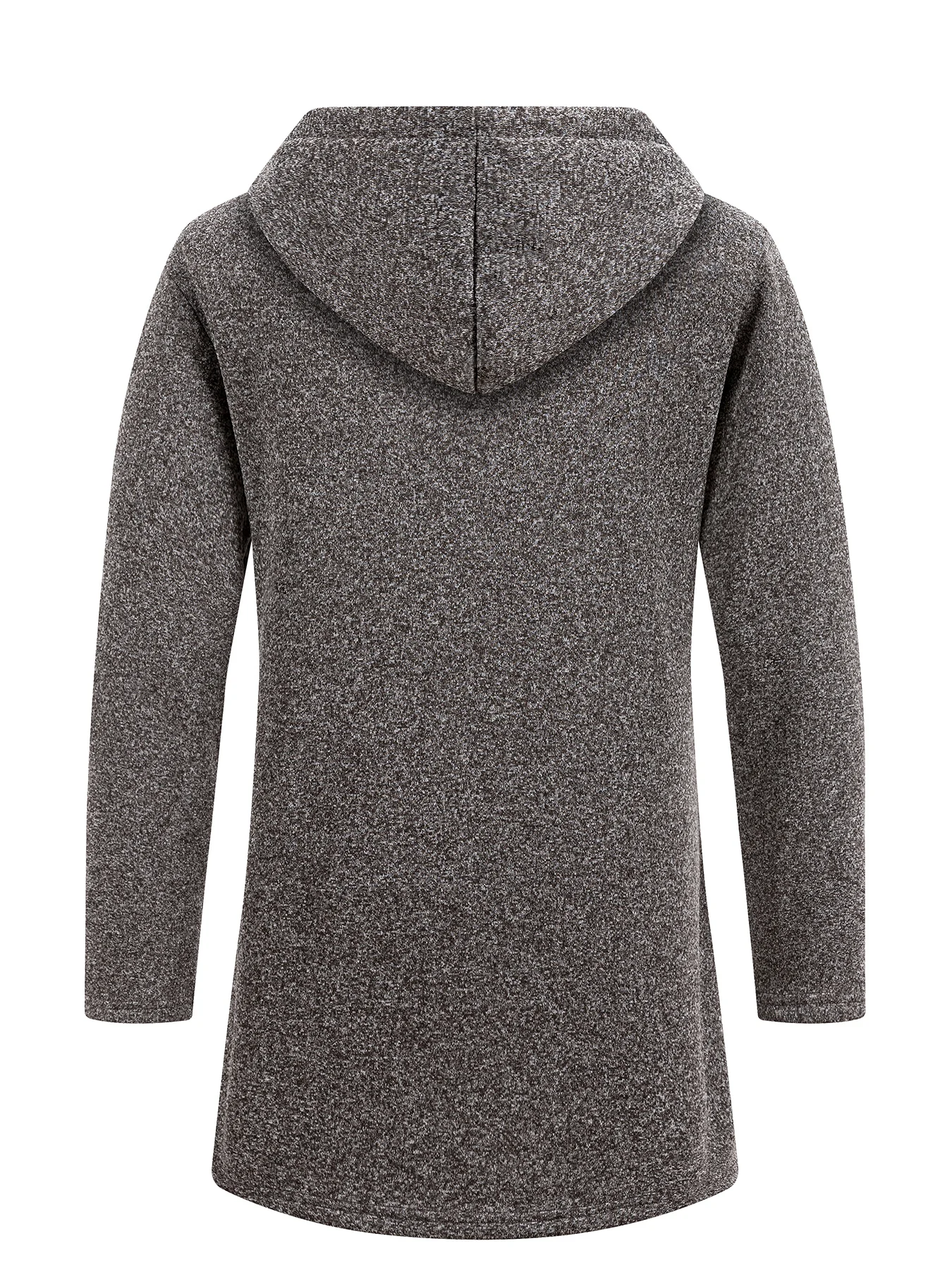 Men's Mid-Length Drawstring Hooded Coat Heather Knit Full Zip Casual Windproof Jacket With Pockets Business Commute Daily Wear