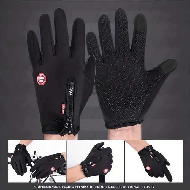 Outdoor Cycling Gloves, Bicycles for Warmth and Anti Slip in Autumn and Winter 3 Autumn / Winter Cycling Gloves – Warm Anti-Slip Full-Finger Bike Gloves, Black – view 3