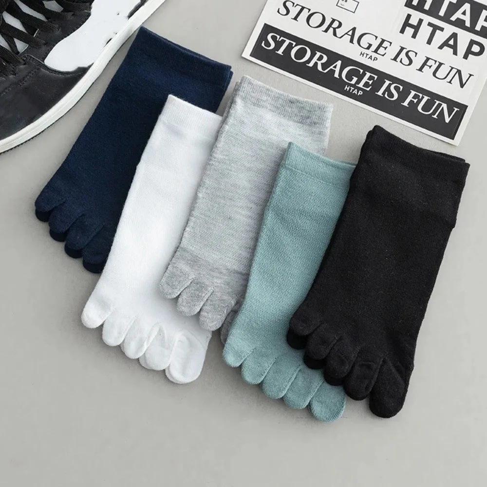 Cotton Men's Five Finger Socks Ankle Hosiery Sports Socks Male Mesh Five Toes Socks Breathable Low Cut Toe Separated Socks