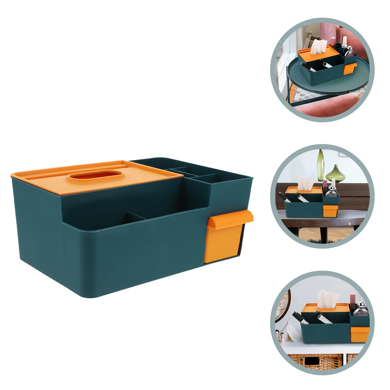 

1pc Storage Box Multi-Function Tissue Holder Plastic Compartment Case Desktop Organizing Box For Home Office Hotel Durable