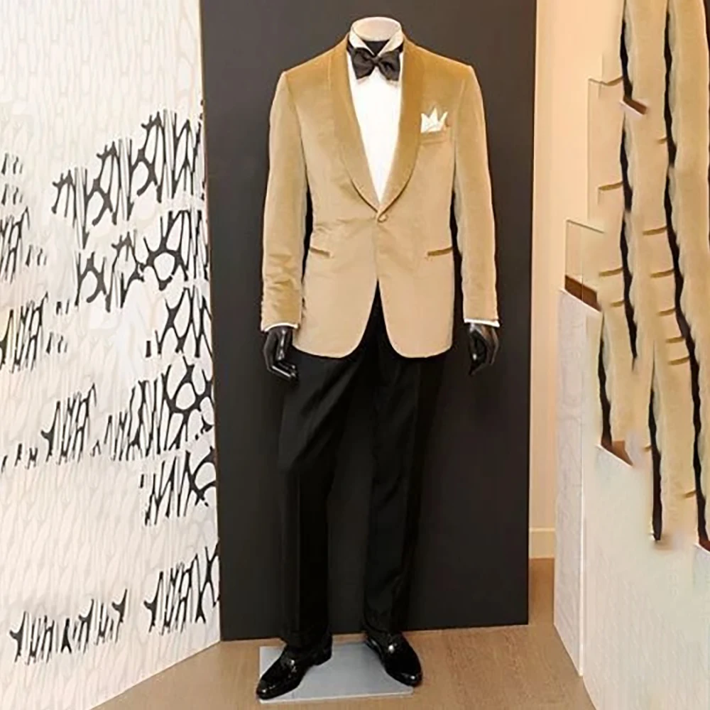 

Daily One-Button Men's Suits Slim Fit Shawl Lapel 2 Piece Jacket Pants Outfits High Quality Custozmied Male Clothing Blazer