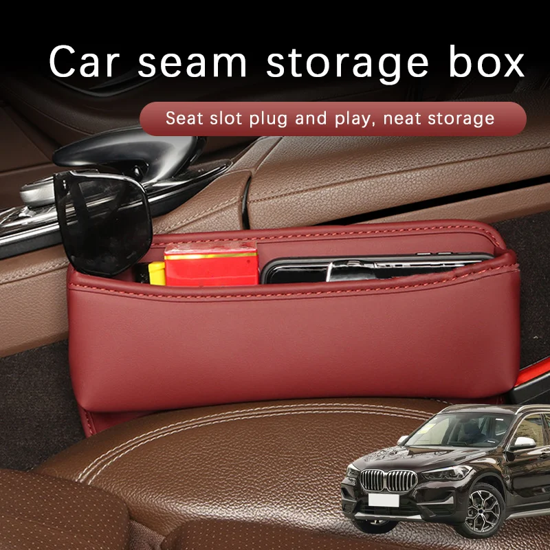 

Car Seat Gap Storage Box Driver Front Auto Seat Gap Filler Organizer Wallet Keys Card Storage Box For BMW X1