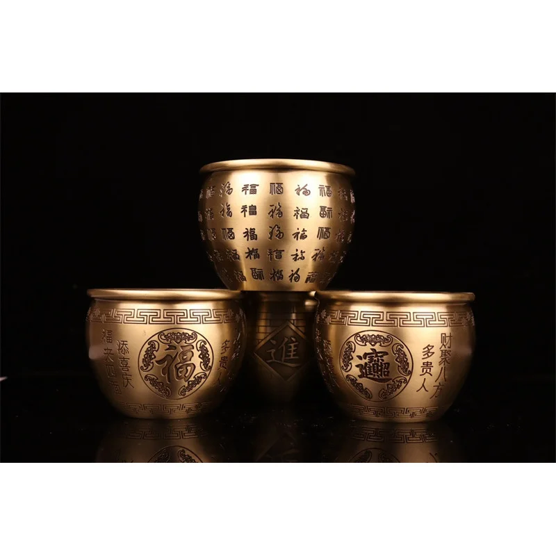 Copper ornament, brass water , office decoration, living room rice vat, treasure bowl, home decor