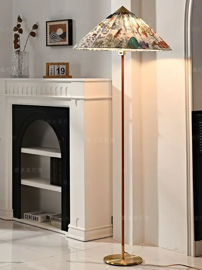 Danish Living Room Floor Lamp French Retro Nanyang Wind Designer Project Replica High End Vertical Lamp Standing Light