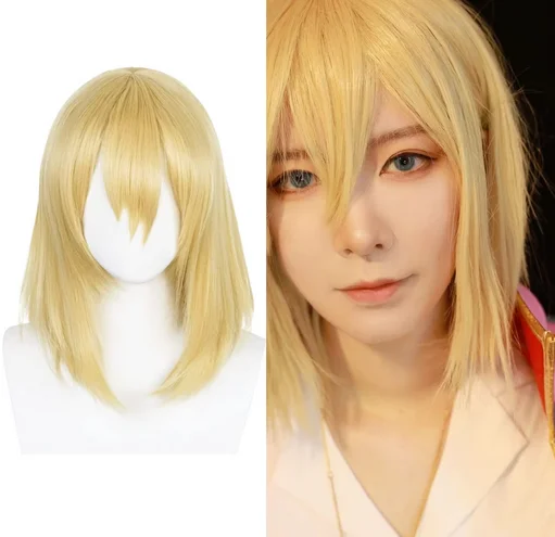 Peruca de uivo para homens e mulheres, cabelo sintético, comprimento médio, festa de Halloween, fantasia anime, cosplay