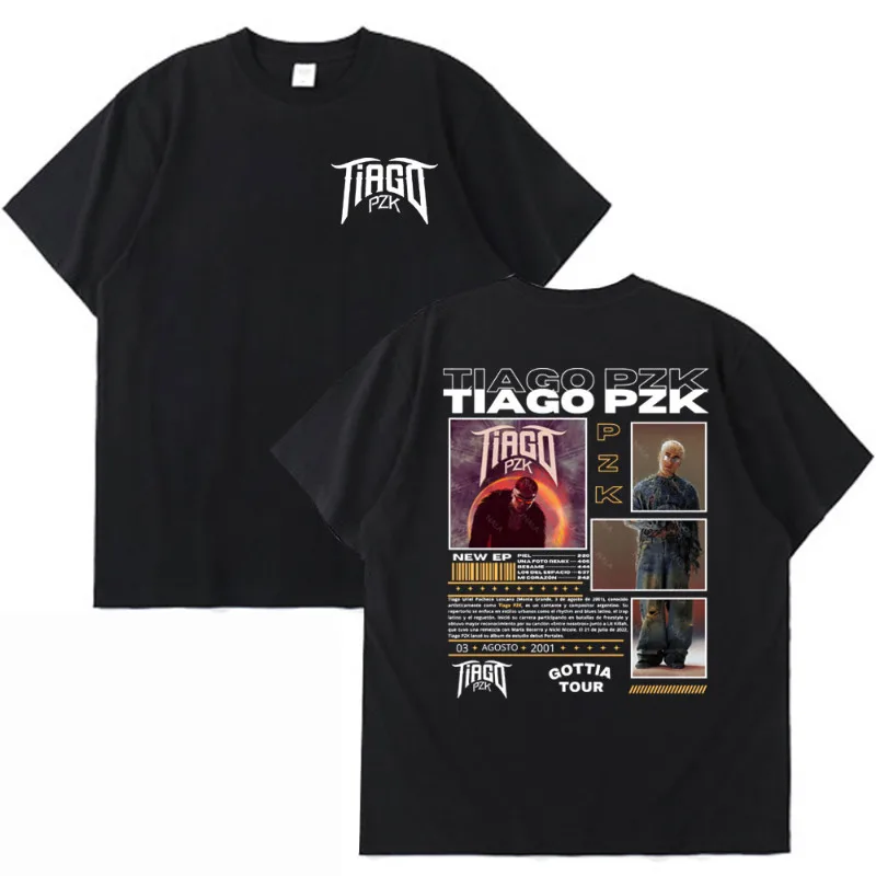 Rapper Tiago Pzk Gottia Tour Cover T Shirts Men Women Clothing Fashion Vintage Cotton T-shirts Hip Hop Punk Oversized T-shirt