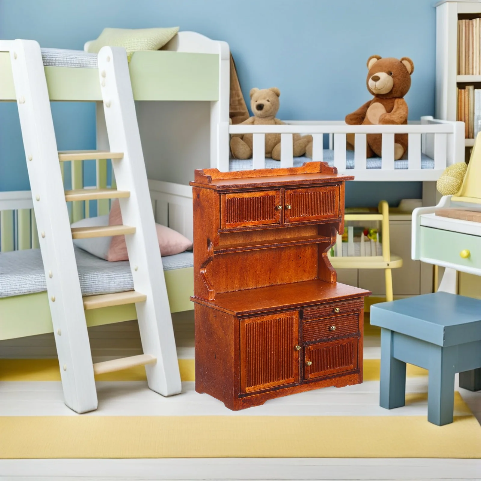 1:12 schaal miniatuur houten boekenplank poppenhuis kast retro boerderij meubilair diy kit display opslag decor realistisch ontwerp