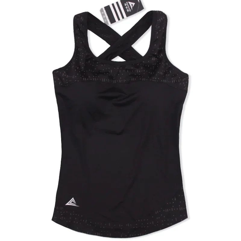 Women Tennis Vest Quick Dry Shirt Running Fitness Shockproof Gathering No Rims Gym Workout Yoga T Shirts with Chest Pad