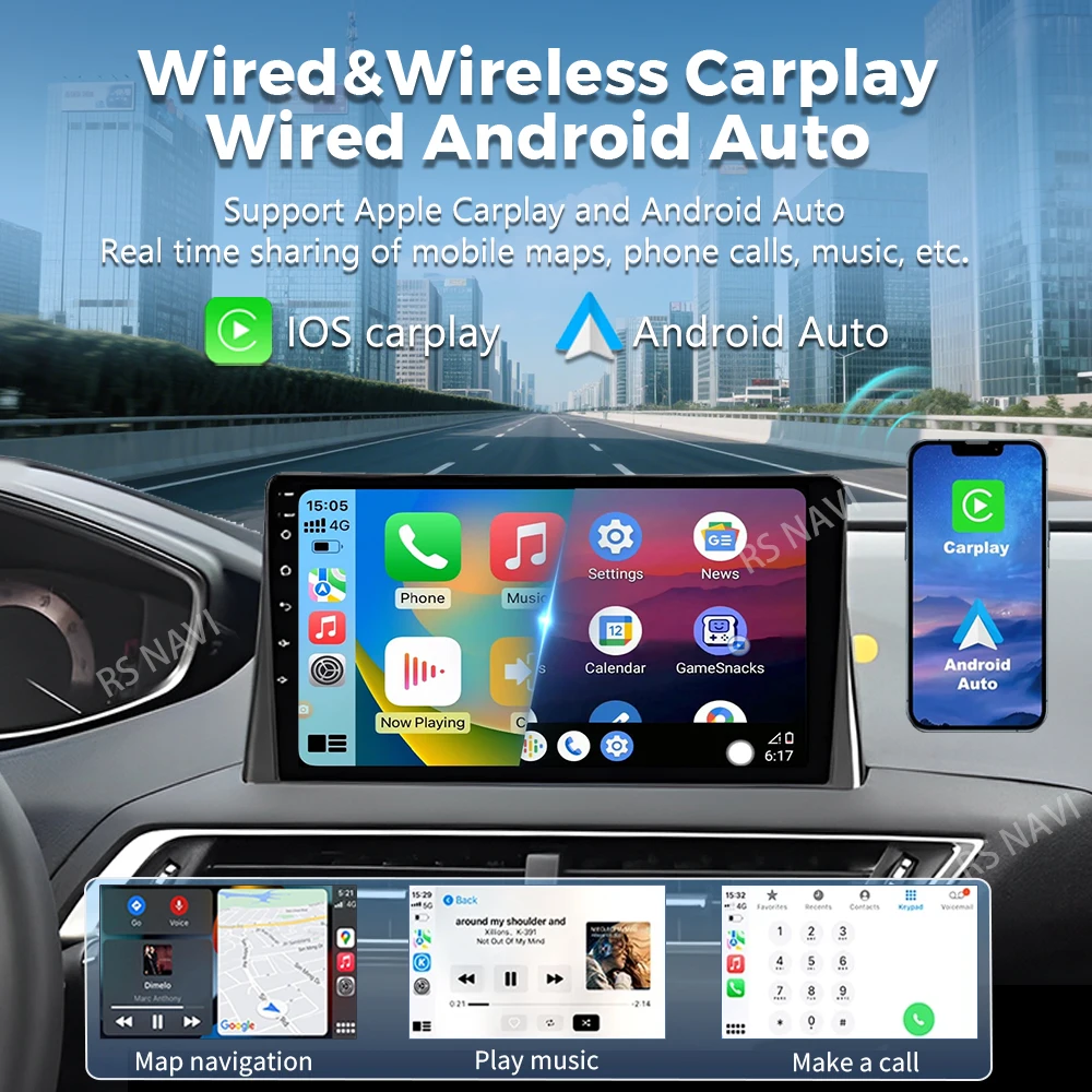 Android 15 Carplay Auto Auto Radio Für Peugeot 5008 4008 3008 2017 2018 2019 2020 Multimedia Video Player Navigation GPS Stereo