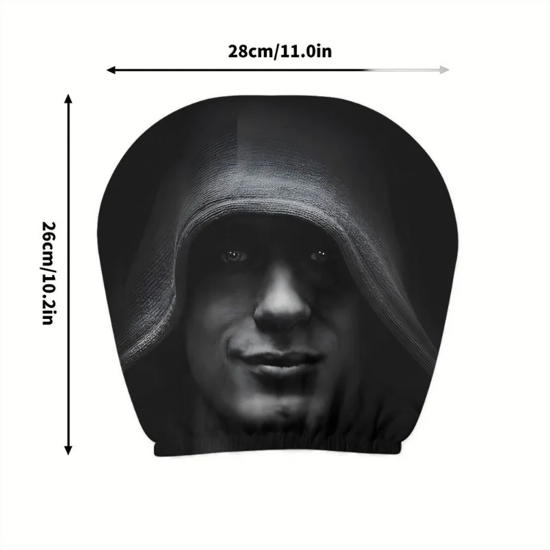 Dark Mystery Portrait Car Headrest Covers - Set of 2