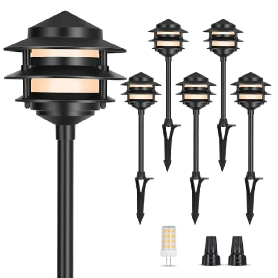 

Низковольтные ландшафтные светильники Pagoda 12В для уличных дорожек, проводные светодиодные фонари для проходов из алюминия, 4Вт 2700К, сменные