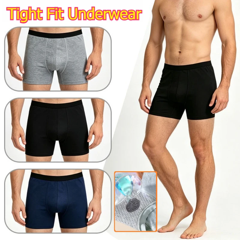 Adult Male Overnight Incontinence Leak Proof Boxer Briefs Washable Cotton Gusset High Elasticity Breathable Reusable Underwear