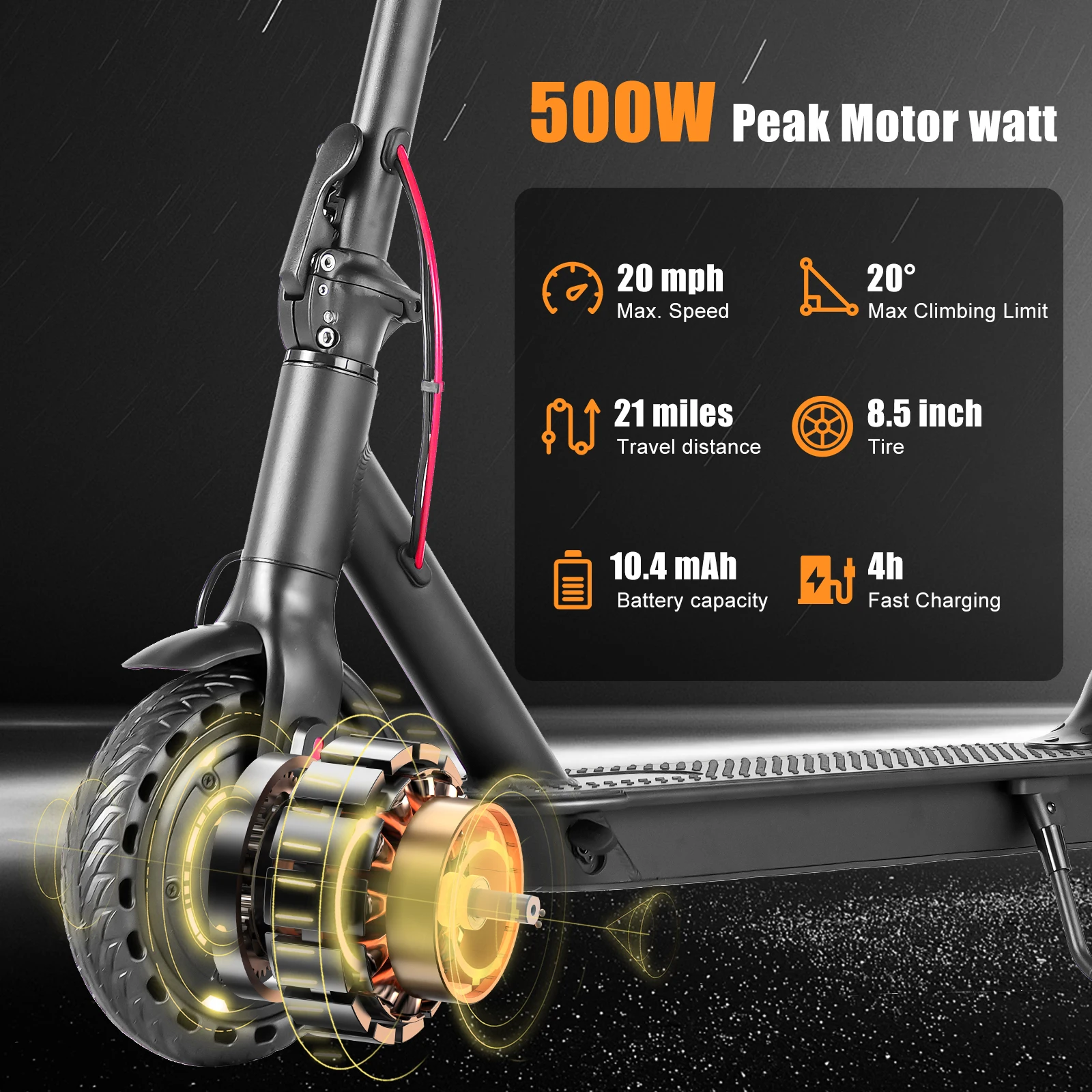 12 MESES DE GARANTIA Frete Grátis EUA Serviço Local Scooter de 8,5 polegadas 10.4AH 350W Pico 500W 19MPH APP Smart Control Scooter