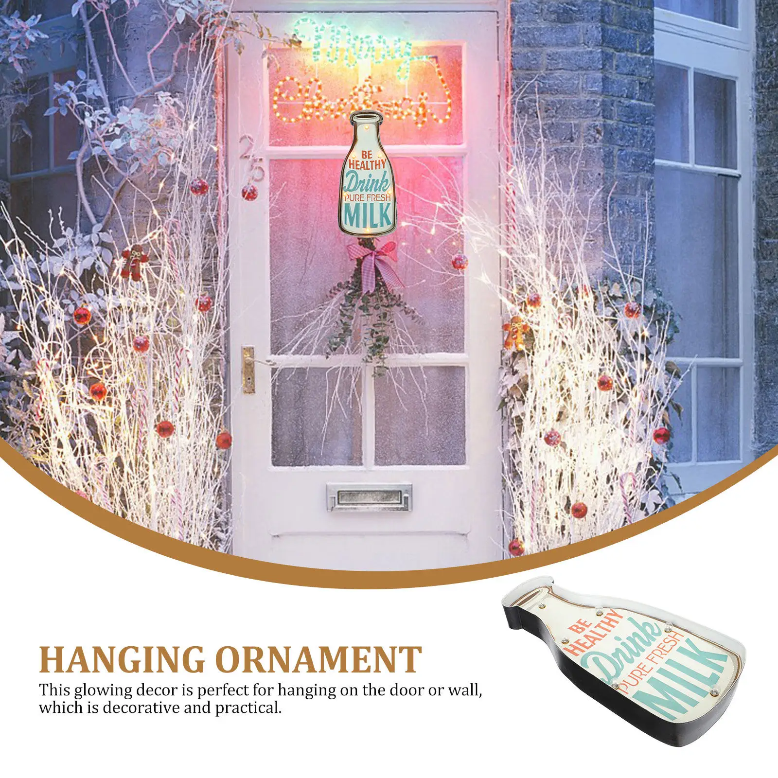 1Pcs Ice Cream LED Wall Ornament Creative Glowing Design Compact Size Easy Install Perfect for Door Wall Indoor Scene Layout