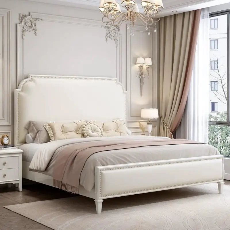 

#American Luxury 1.8M 2M Solid Wood Bed European Double Bed for Master Bedroom Modern Panel Inspired French Palace Princess Bed
