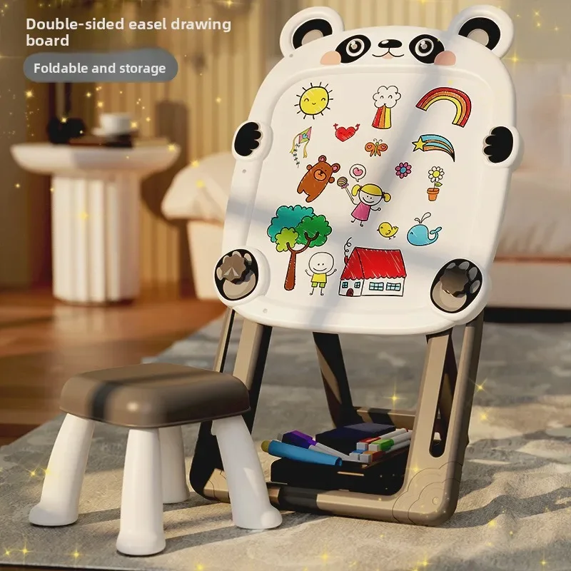 Children's Double-Sided Magnetic Erasable Writing Board Foldable Black & White Graffiti Board for Creative Play And Learning