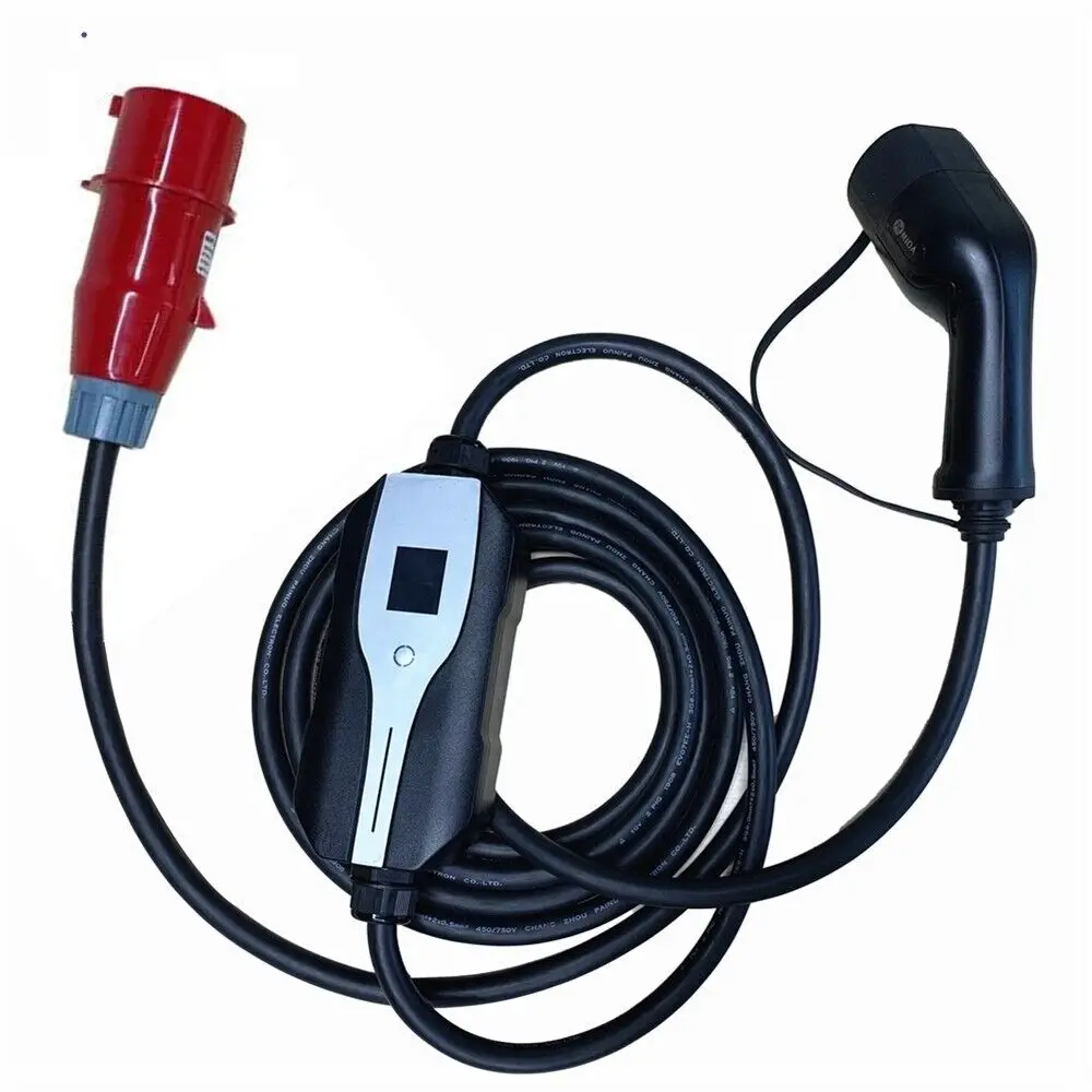 Level 2 EV Charger 32A 5 Pin Red CEE Plug 1 Phase Portable Electric Car Charging