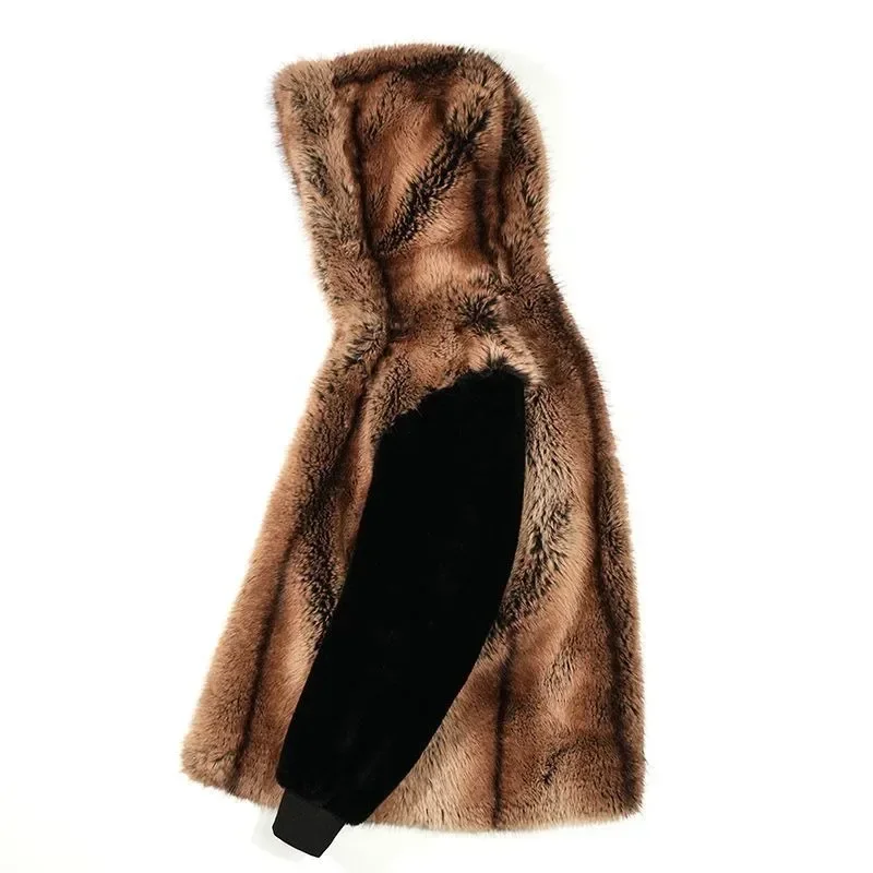 This Is A Mid-length Stylish and Warm Fur Coat with A Detachable Thickened Inner Liner for Men in The New Winter Style Outerwear