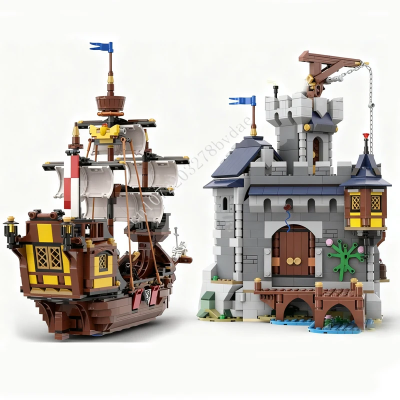 ชุดตัวต่อ MOC 3320 ชิ้น ฉากการต่อสู้ที่ป้อมฟอลแคลนด์ แบบจำลองถนน ของขวัญวันหยุด ชุดประกอบสถาปัตยกรรม ของขวัญวันคริสต์มาสและวันเกิดสำหรับเด็ก