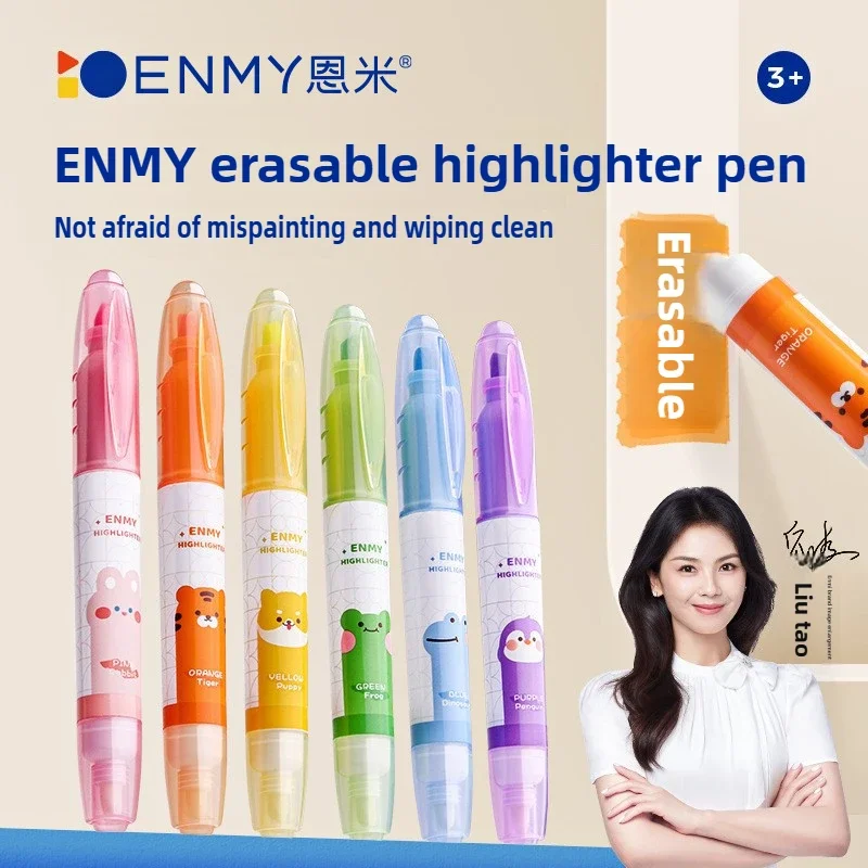 

ENMY Morandi Pastel Fluorescent Pens Macaron Safe Erasable Highlighters Large Capacity Markers School Office Supplies Stationery