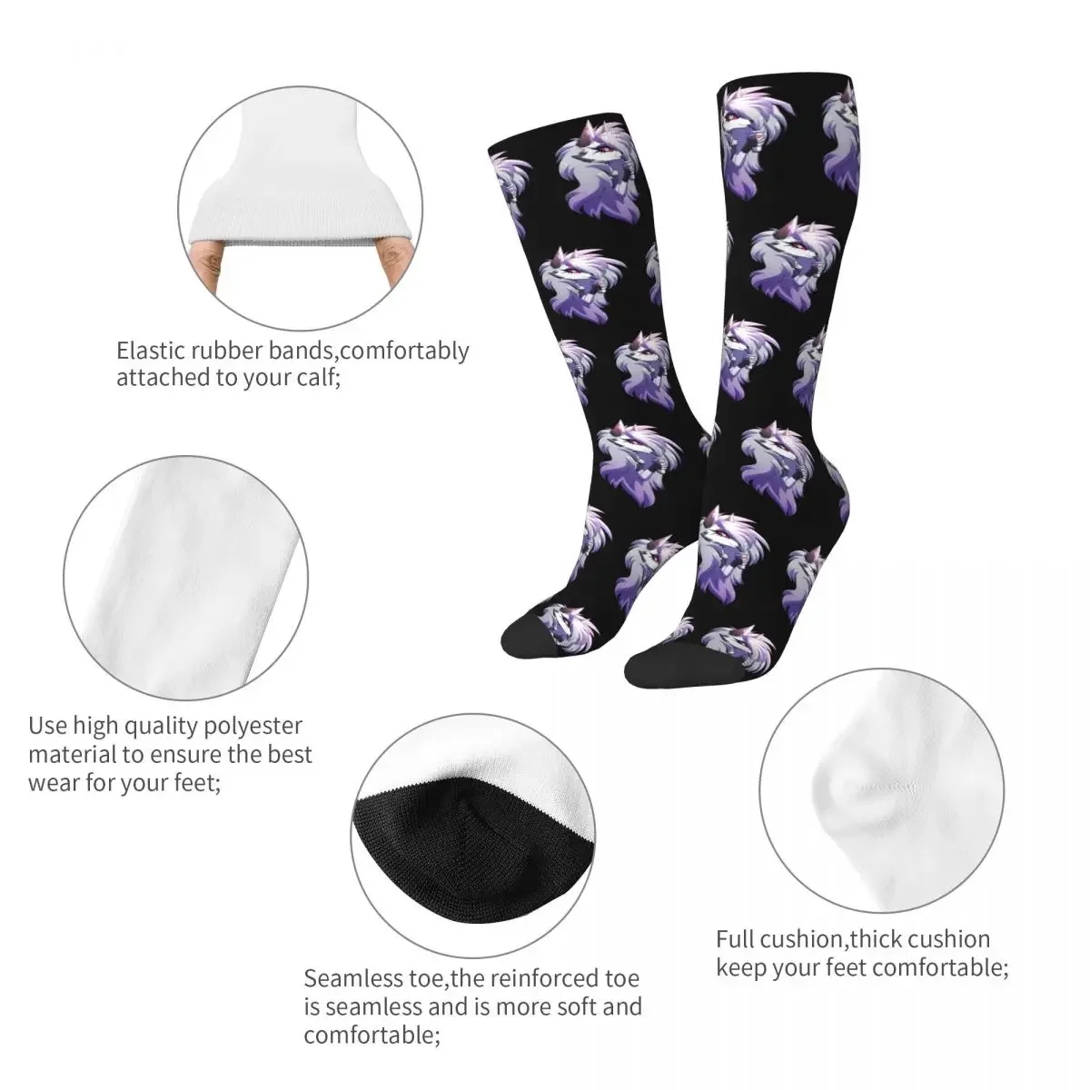 Helluva Boss Loona Socks Harajuku Sweat Absorbing Stockings All Season Long Socks Accessories for Man's Woman's Gifts